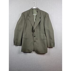 Brunelli Slovakia Wool Blend Gray Green LS Button Up Suit Jacket Blazer Mens 42R